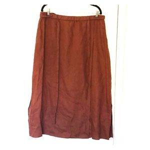Eileen Fisher Linen Wrap Skirt in Rust